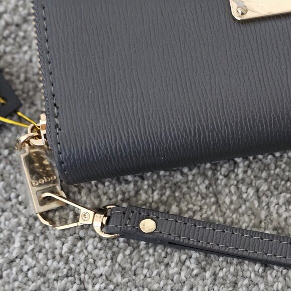 new ~ BEBE ~ susana ~ WALLET ~ w/WRISTLET ~ gray ~ ZIP AROUND - Picture 3 of 9